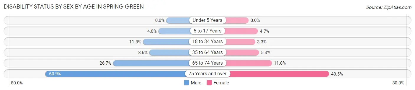Disability Status by Sex by Age in Spring Green