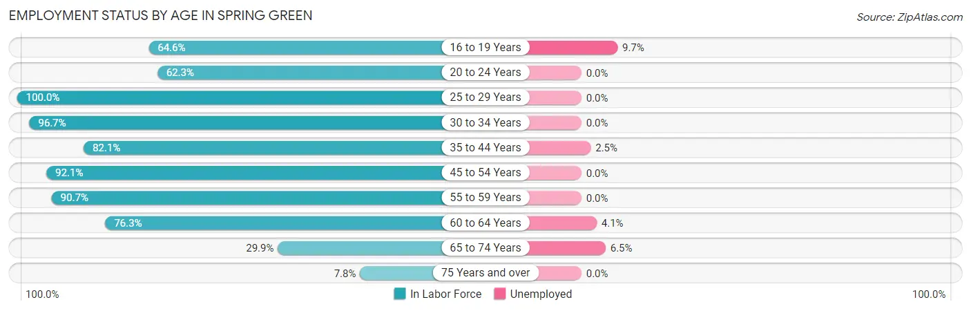 Employment Status by Age in Spring Green