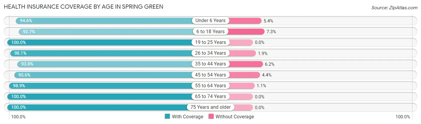 Health Insurance Coverage by Age in Spring Green