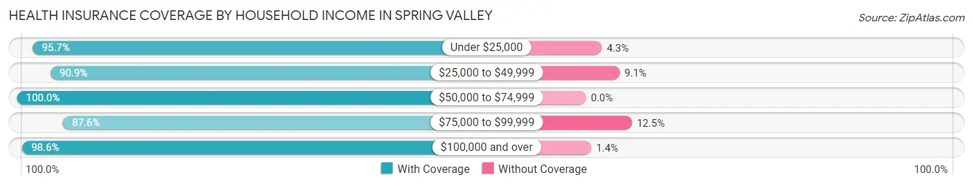 Health Insurance Coverage by Household Income in Spring Valley