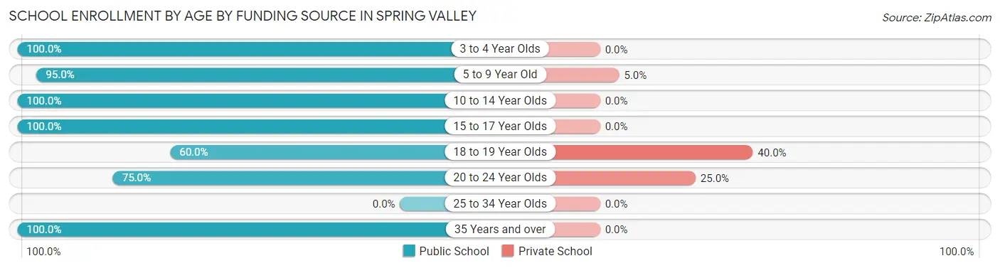 School Enrollment by Age by Funding Source in Spring Valley
