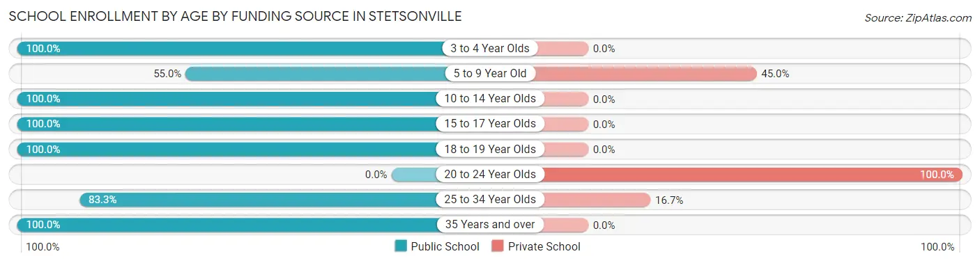 School Enrollment by Age by Funding Source in Stetsonville