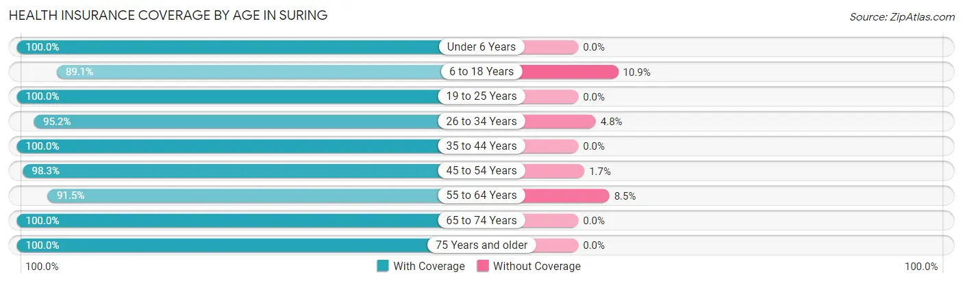 Health Insurance Coverage by Age in Suring