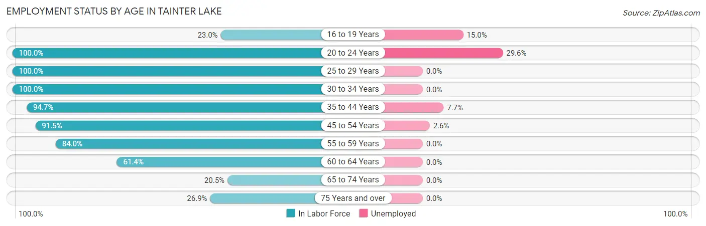 Employment Status by Age in Tainter Lake