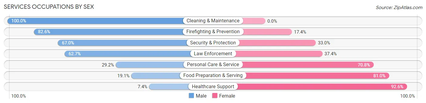 Services Occupations by Sex in Tichigan