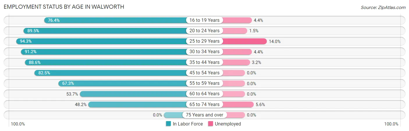 Employment Status by Age in Walworth