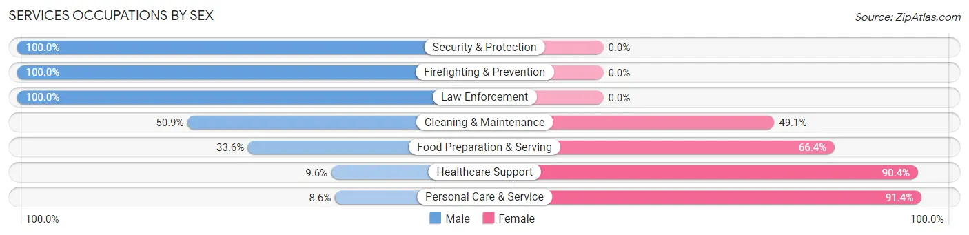 Services Occupations by Sex in Walworth