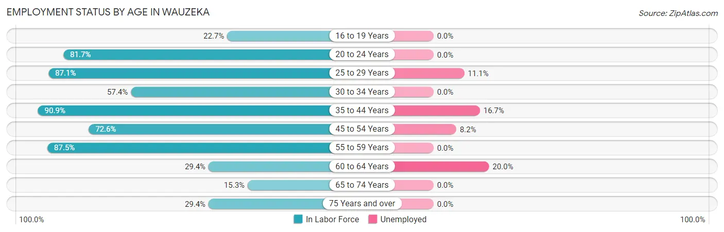 Employment Status by Age in Wauzeka