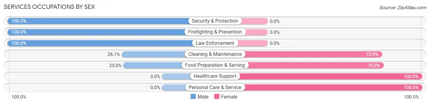Services Occupations by Sex in Wauzeka