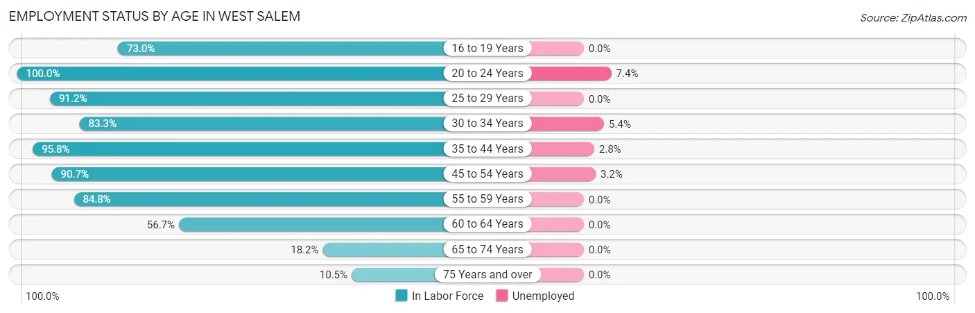 Employment Status by Age in West Salem