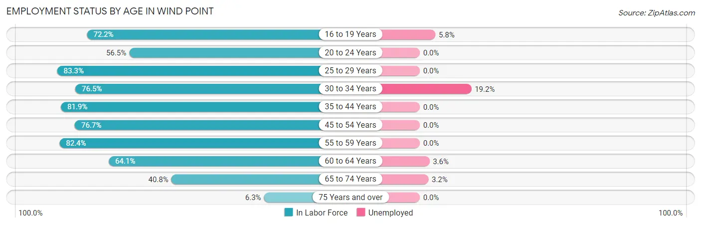 Employment Status by Age in Wind Point