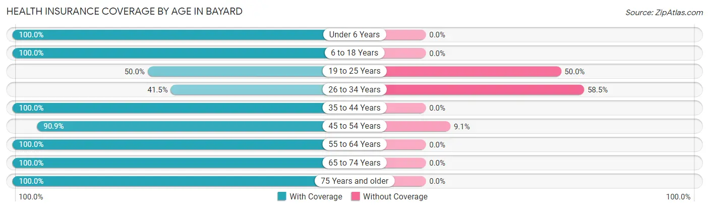 Health Insurance Coverage by Age in Bayard