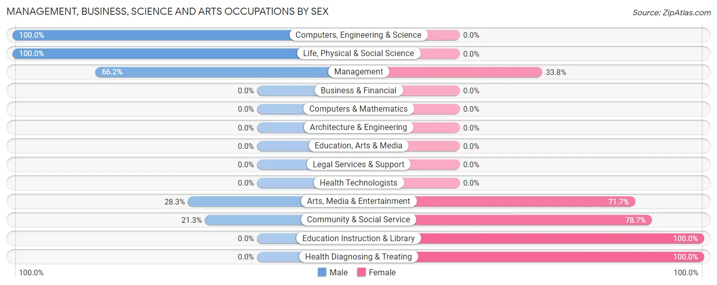 Management, Business, Science and Arts Occupations by Sex in Beaver