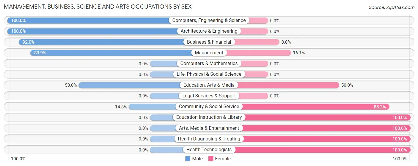 Management, Business, Science and Arts Occupations by Sex in Benwood