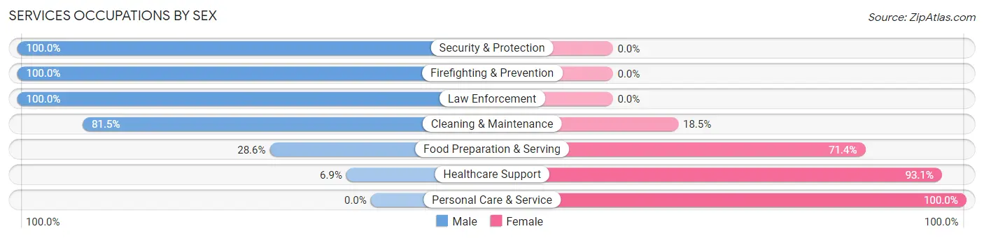 Services Occupations by Sex in Benwood