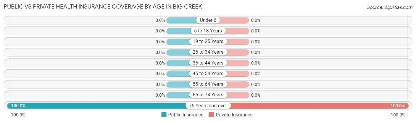 Public vs Private Health Insurance Coverage by Age in Big Creek