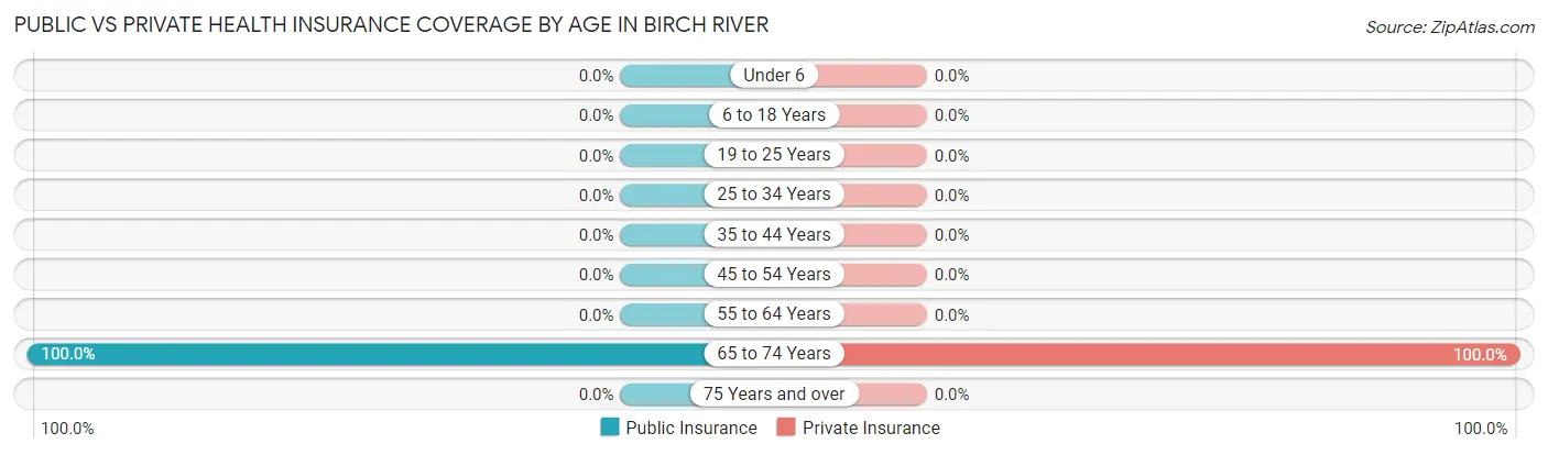 Public vs Private Health Insurance Coverage by Age in Birch River