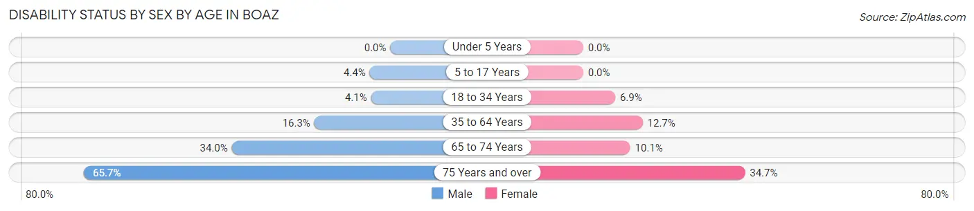 Disability Status by Sex by Age in Boaz