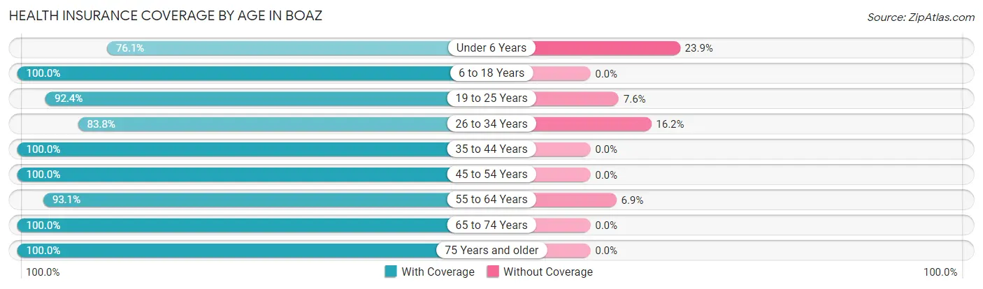 Health Insurance Coverage by Age in Boaz