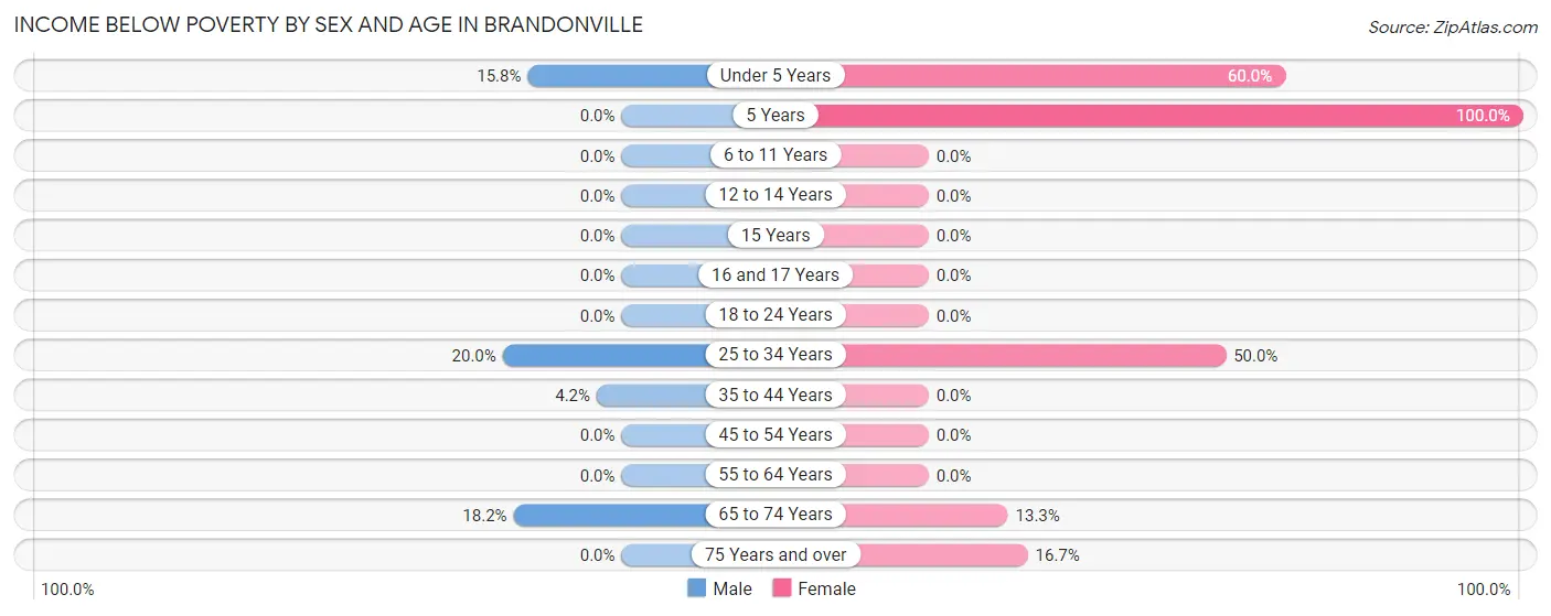 Income Below Poverty by Sex and Age in Brandonville
