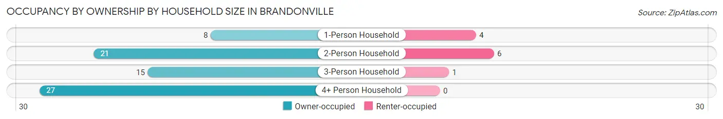 Occupancy by Ownership by Household Size in Brandonville