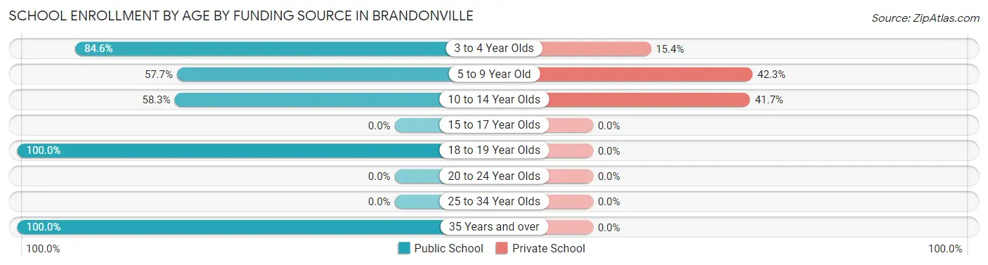 School Enrollment by Age by Funding Source in Brandonville