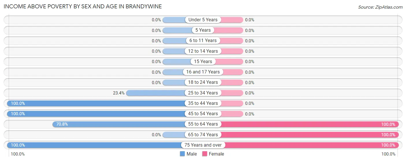 Income Above Poverty by Sex and Age in Brandywine