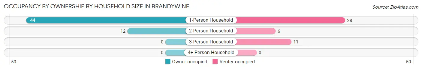 Occupancy by Ownership by Household Size in Brandywine