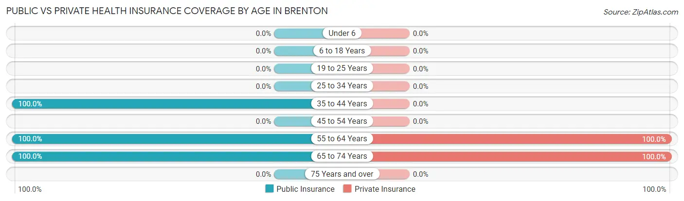Public vs Private Health Insurance Coverage by Age in Brenton