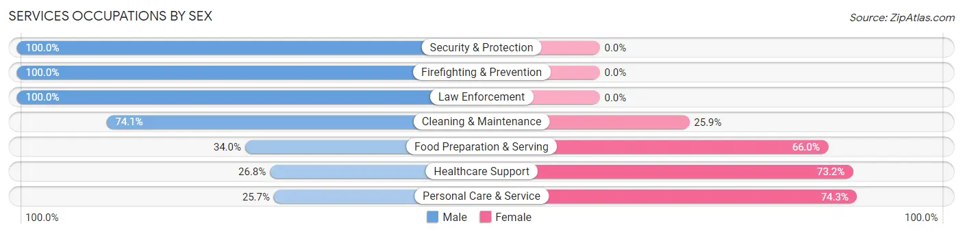 Services Occupations by Sex in Brookhaven