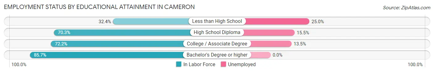 Employment Status by Educational Attainment in Cameron