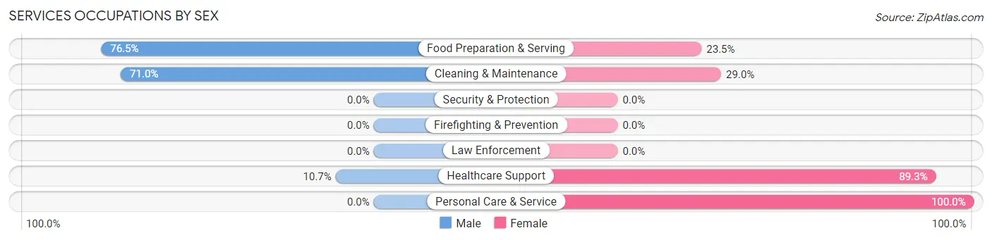 Services Occupations by Sex in Chesapeake