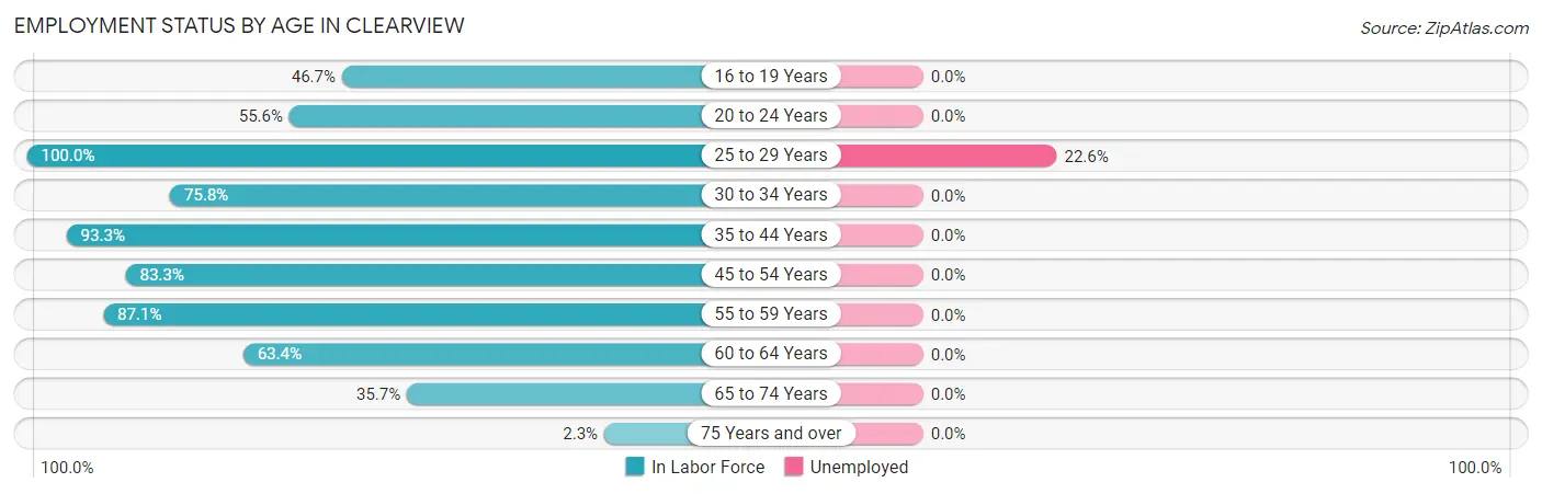 Employment Status by Age in Clearview