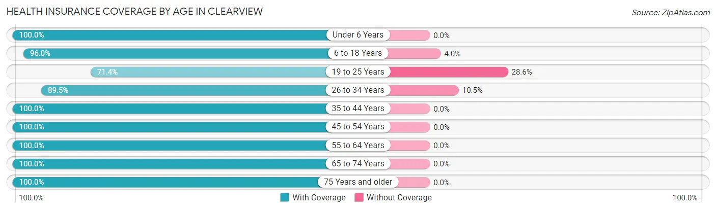 Health Insurance Coverage by Age in Clearview