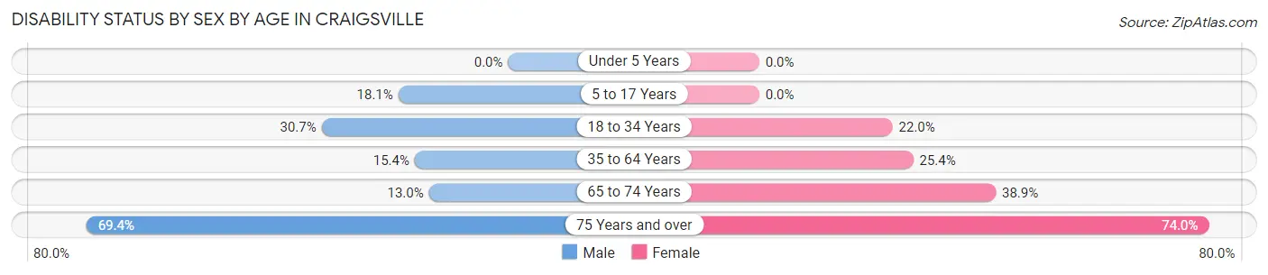 Disability Status by Sex by Age in Craigsville