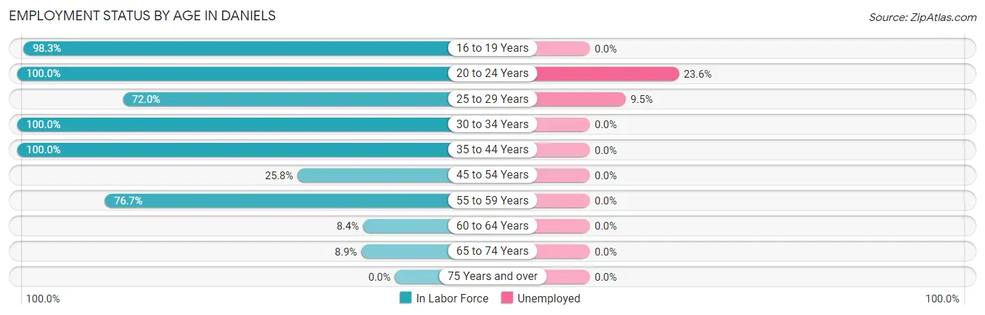 Employment Status by Age in Daniels