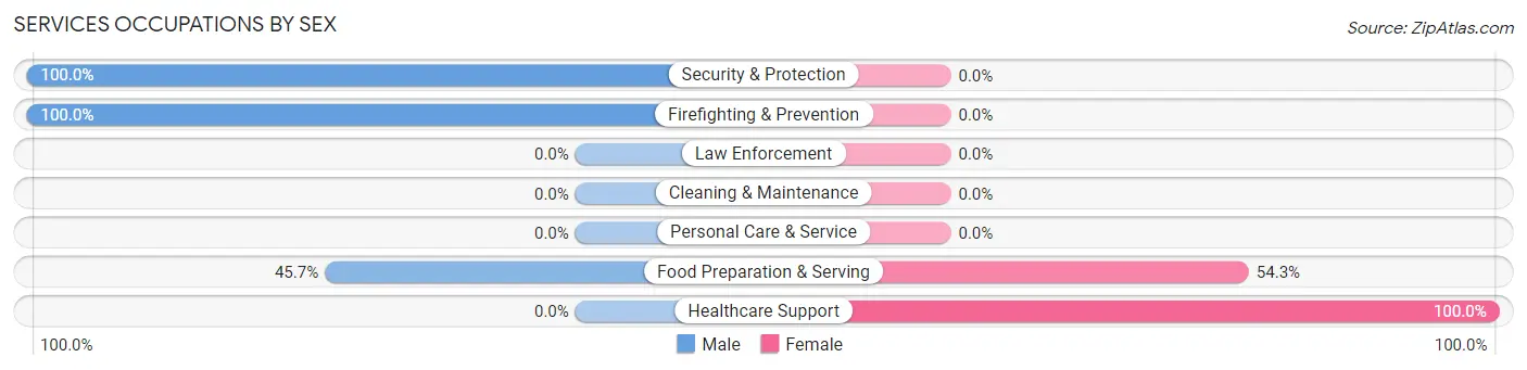 Services Occupations by Sex in Daniels