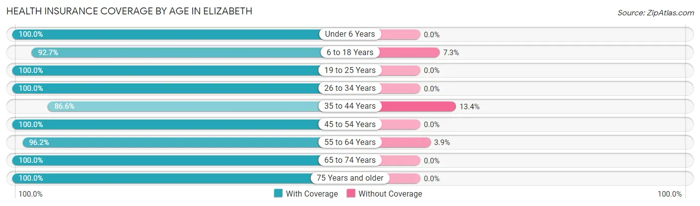 Health Insurance Coverage by Age in Elizabeth