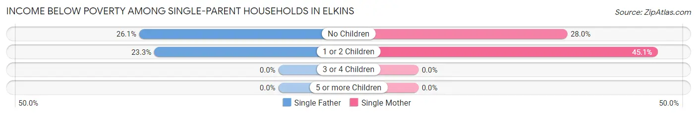 Income Below Poverty Among Single-Parent Households in Elkins