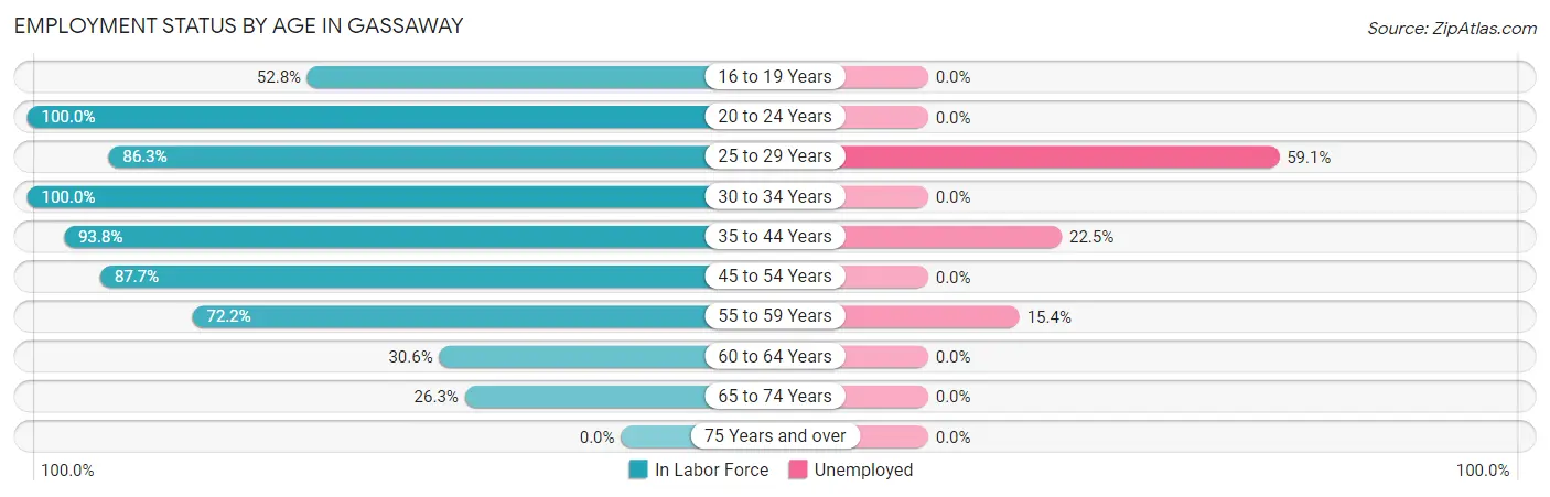 Employment Status by Age in Gassaway