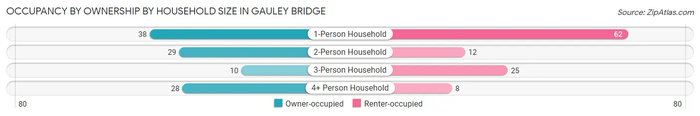 Occupancy by Ownership by Household Size in Gauley Bridge