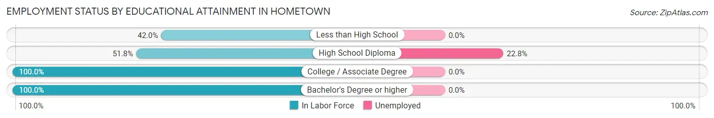 Employment Status by Educational Attainment in Hometown