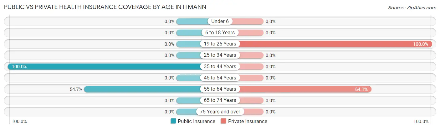 Public vs Private Health Insurance Coverage by Age in Itmann