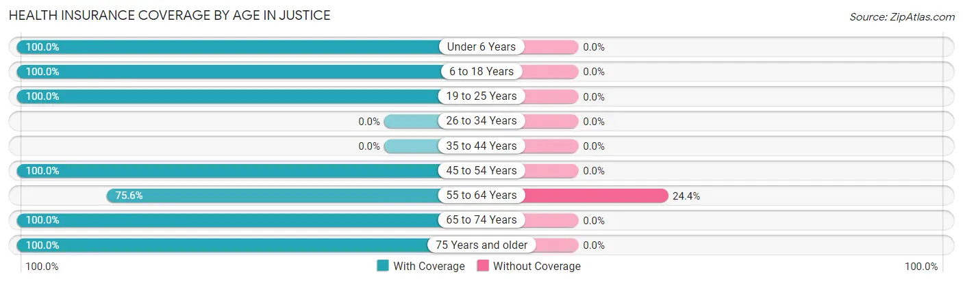 Health Insurance Coverage by Age in Justice