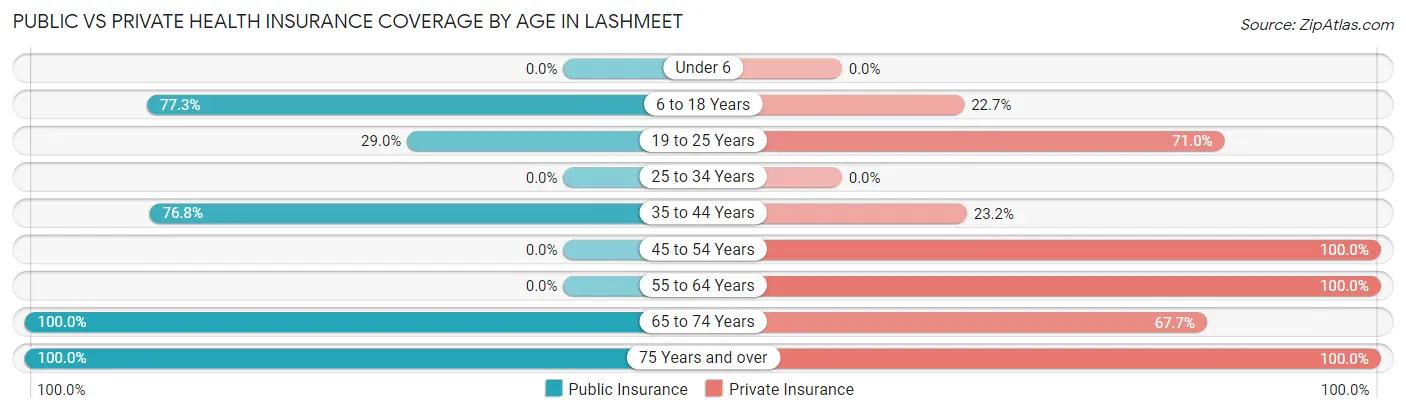 Public vs Private Health Insurance Coverage by Age in Lashmeet