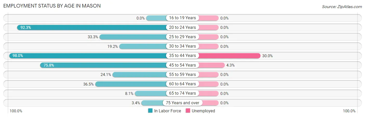 Employment Status by Age in Mason