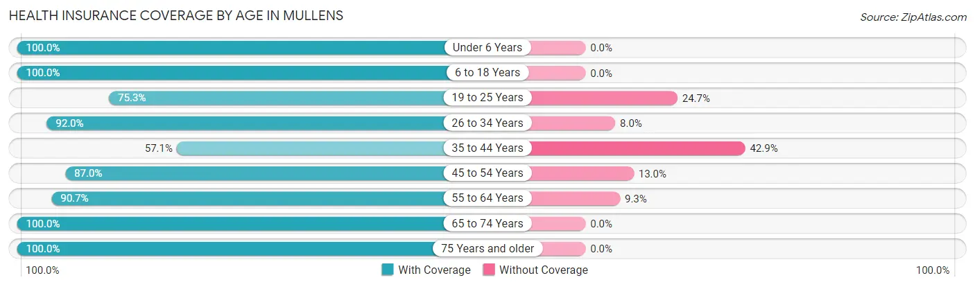 Health Insurance Coverage by Age in Mullens
