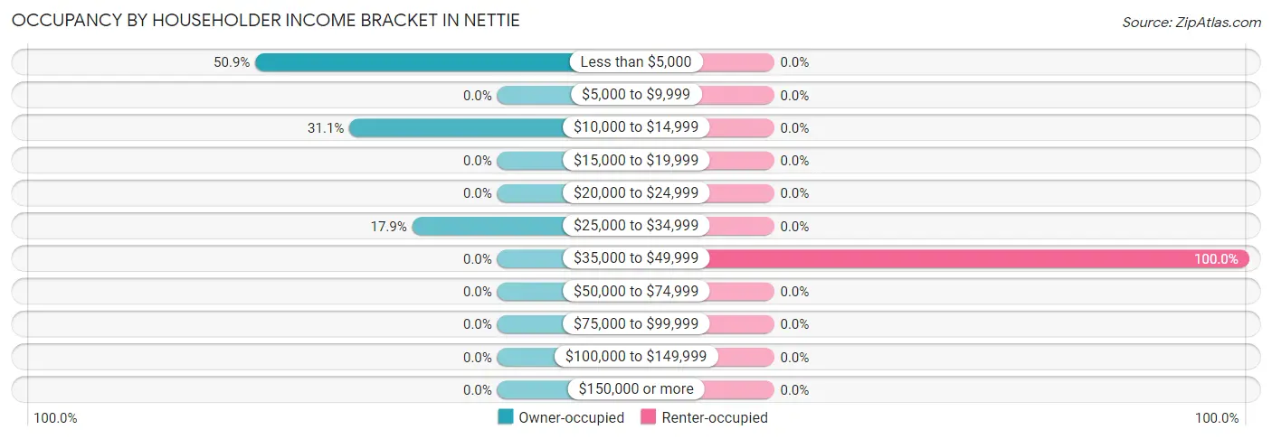 Occupancy by Householder Income Bracket in Nettie