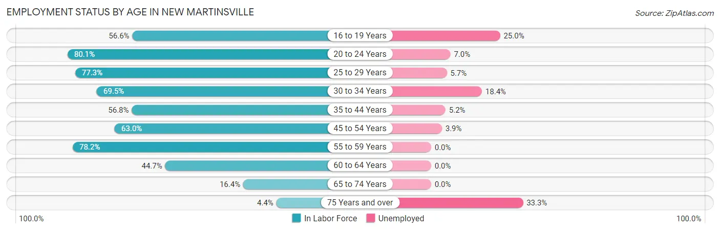 Employment Status by Age in New Martinsville