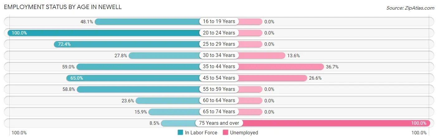 Employment Status by Age in Newell
